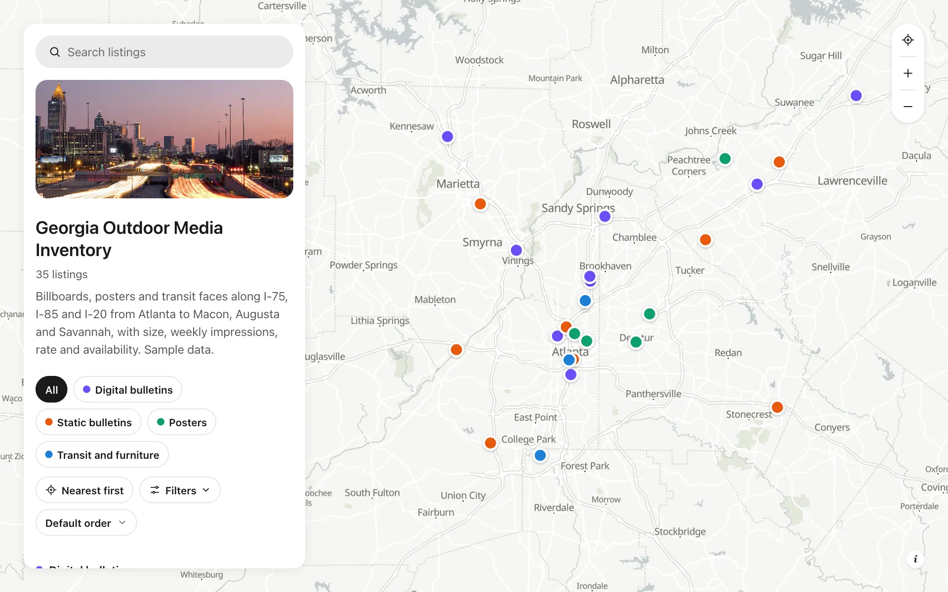 Outdoor media inventory: Georgia Outdoor Media Inventory, a shared map made with Create Mappins