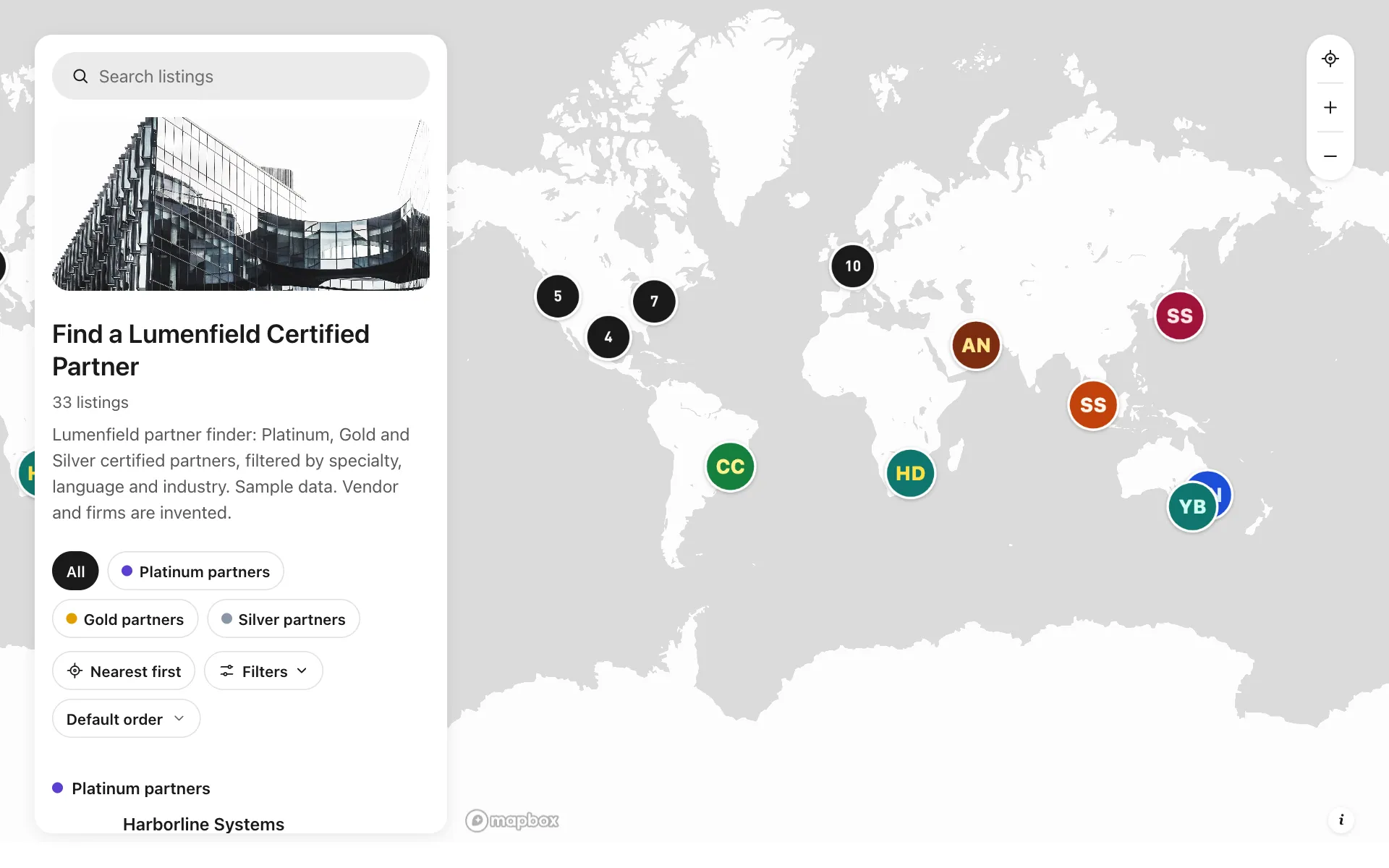 Certified partner finder: Find a Lumenfield Certified Partner, a shared map made with Create Mappins