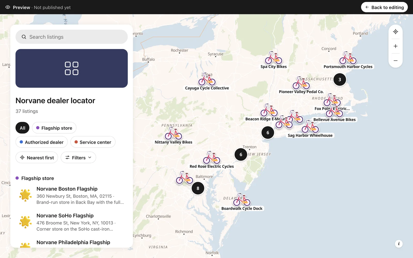 What customers see: search, nearest first, category chips and filters