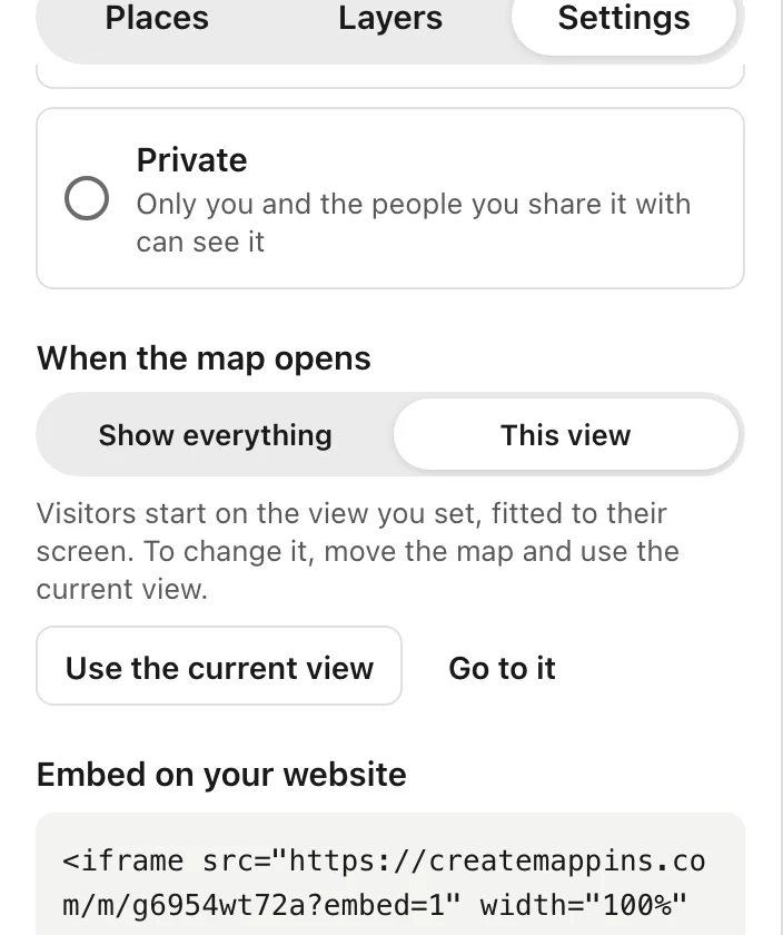 When the map opens: This view